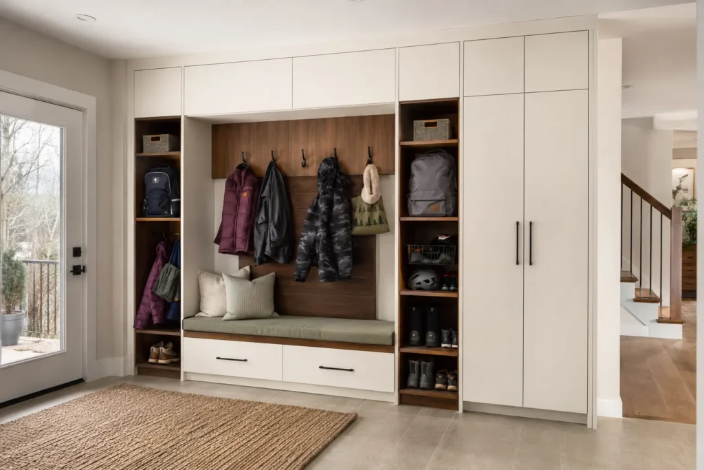 Entryway Mudroom Storage Wall